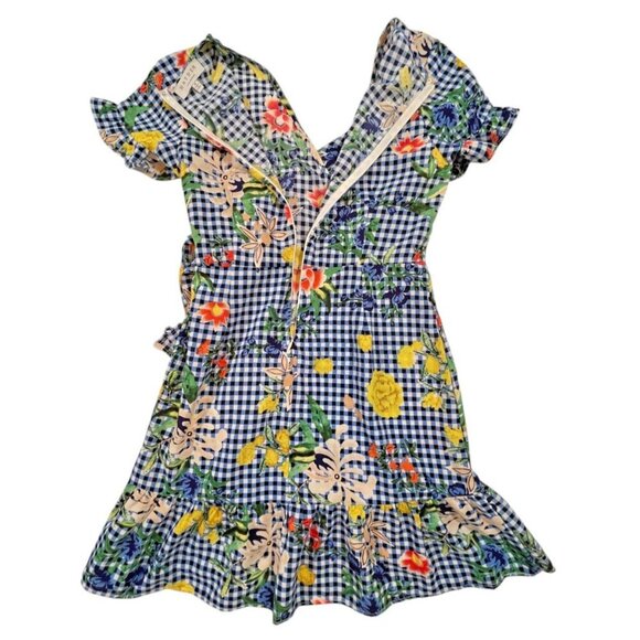 Hayden Los Angeles Gingham & Floral Faux Wrap Dress with Tie Waist – Size M - Picture 4 of 10